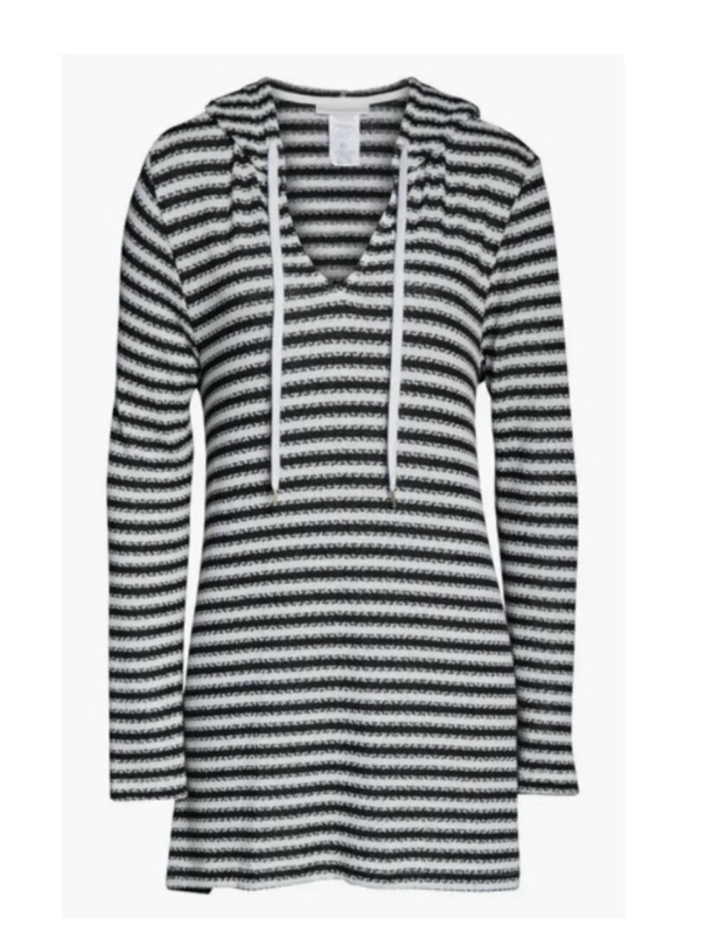 LA BLANCA Navy/White Slouchy Striped Hooded Swim Cover-Up Tunic